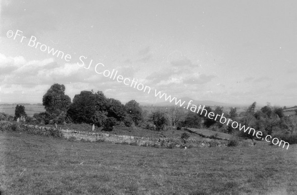 OLD CHURCH AT CLONE GENERAL VIEW, SHOWING FERNS & SLIEVE BHUI